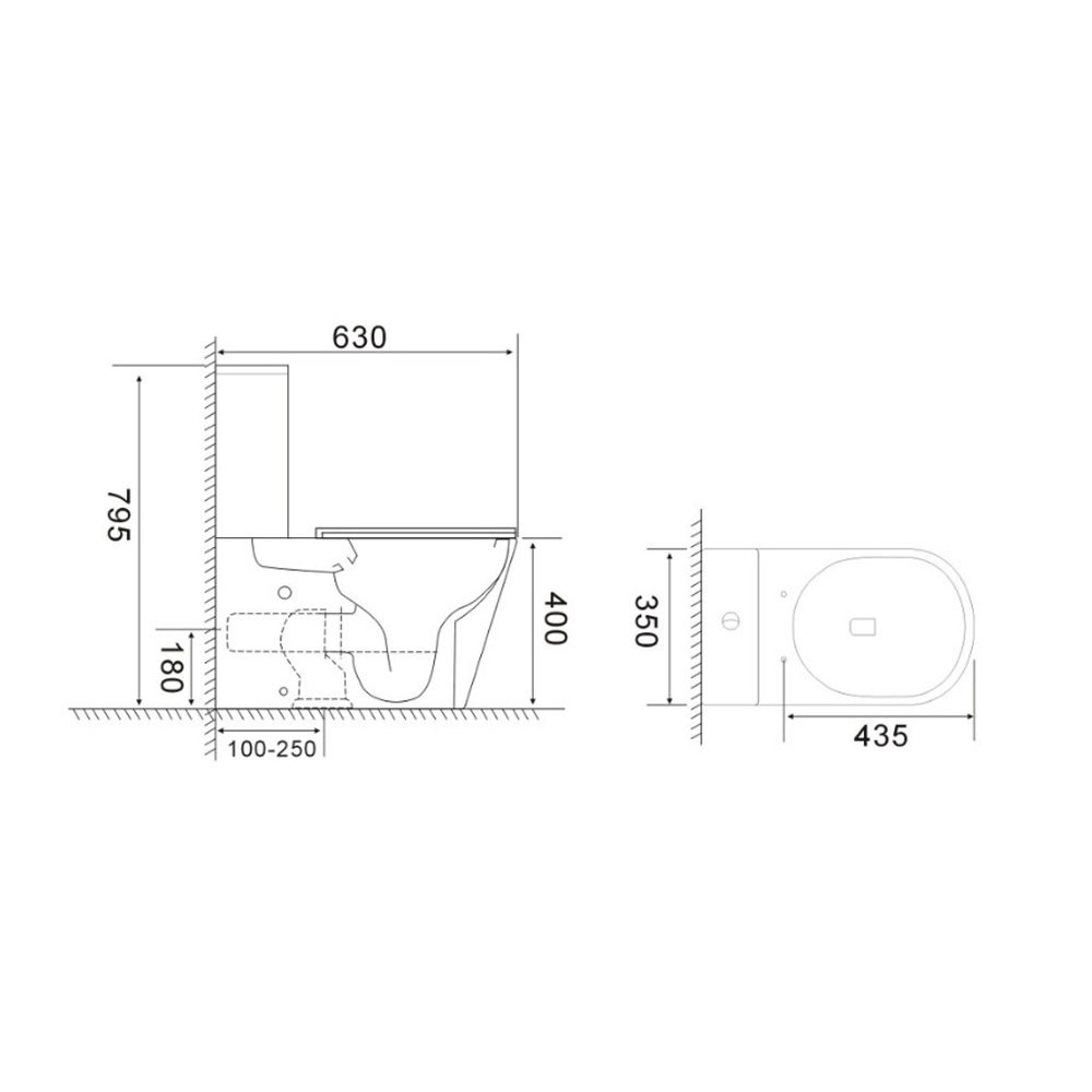 Εικόνα της Λεκάνη Bianco Ceramica Versa Χ.Π. Back To Wall 63cm Rimless Κομπλέ Με Soft Close Κάλυμμα VR12000SC-300