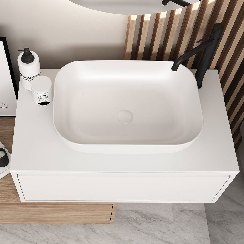 Εικόνα της Έπιπλο Μπάνιου Orabella Drawer Asymmetrical 80 (120x45x60cm) Βάση Με Νιπτήρα & Καθρέπτη Μελαμίνη Χρώμα 6080 & 326
