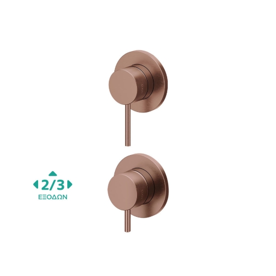 Εικόνα της Μίκτης Εντοιχισμού 2/3 Εξόδων Cora Cosmo 316L 6150-811 + 6151-811 Rose Gold Brushed PVD