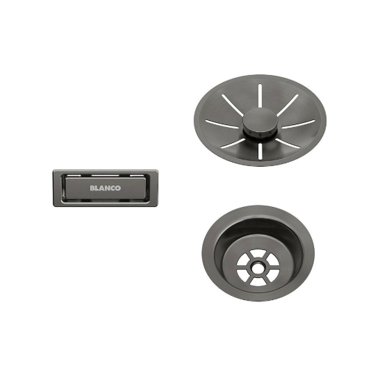 Εικόνα της Σετ Βαλβίδα Infino Με Υπερχείλιση Blanco Satin Dark Steel 206900