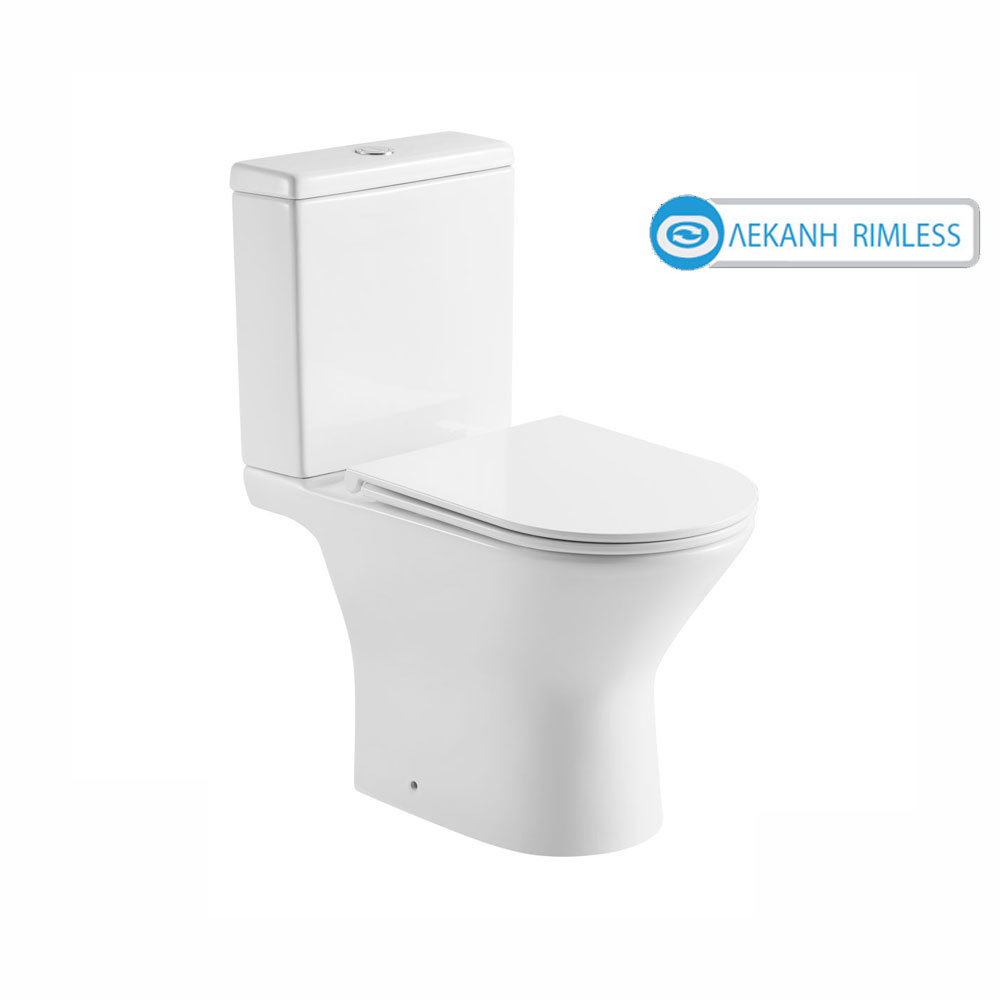 Εικόνα της Λεκάνη Bianco Ceramica Bella BL 120 Χ.Π. 63cm Rimless Κομπλέ Με Slim Soft Close Κάλυμμα BL12000SC-300