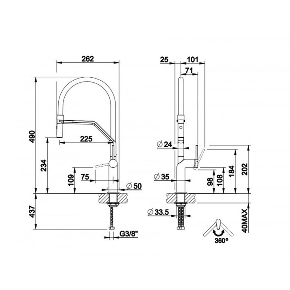 Εικόνα της Μπαταρία Κουζίνας Gessi Stelo 60315-149 Ντους 2 Ροών Inox