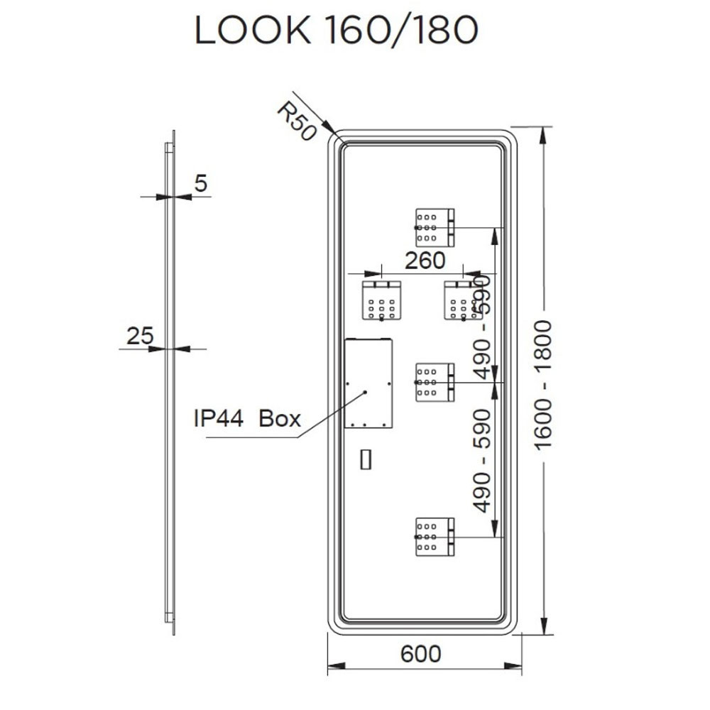 Εικόνα της Καθρέπτης Φωτιζόμενος LED Luminor Look 18060 180x60cm