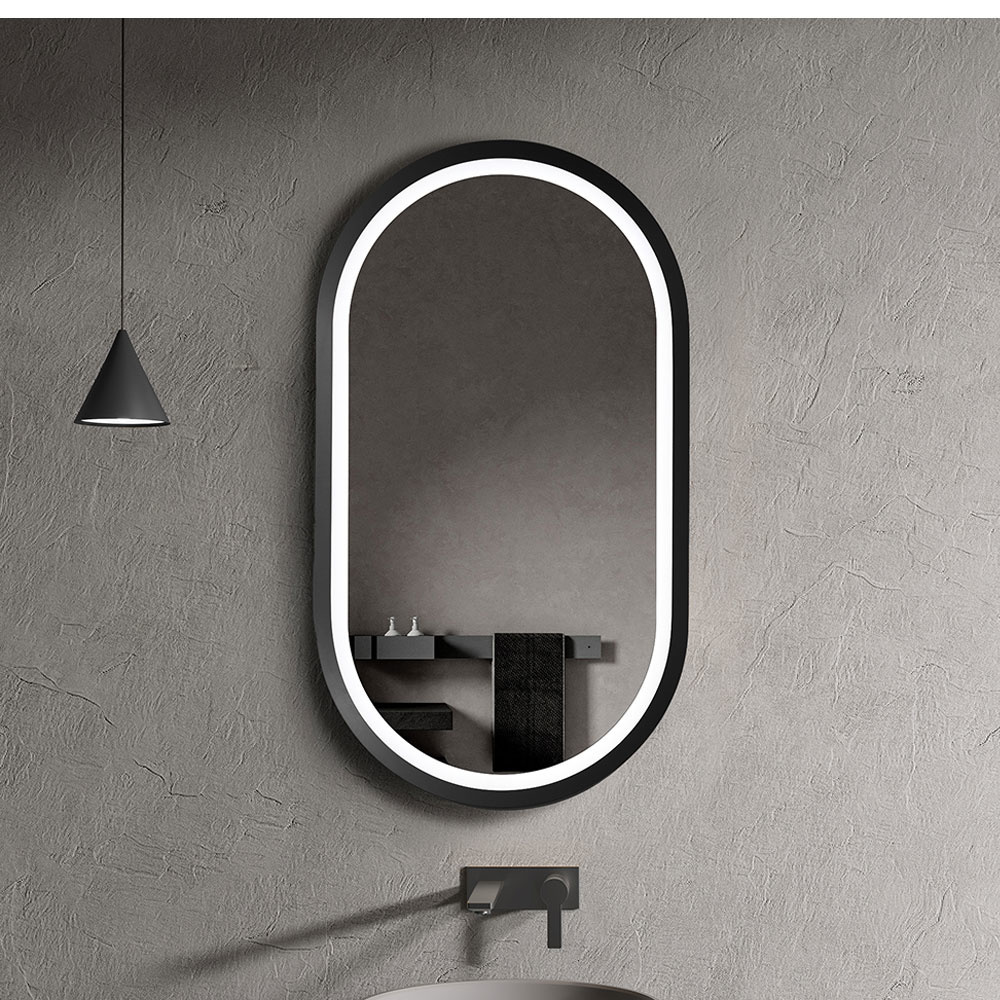 Εικόνα της Καθρέπτης Φωτιζόμενος LED Luminor Aldo 4590 45x90cm Με Μαύρο Πλαίσιο Αλουμινίου