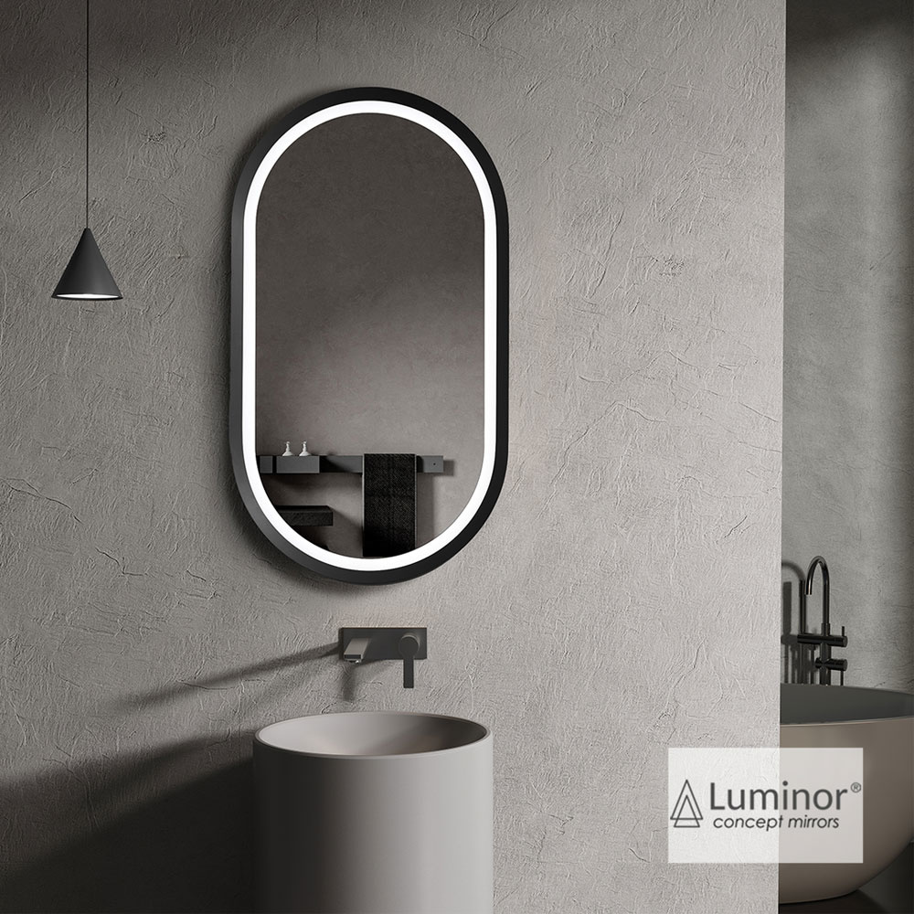 Εικόνα της Καθρέπτης Φωτιζόμενος LED Luminor Aldo 4590 45x90cm Με Μαύρο Πλαίσιο Αλουμινίου