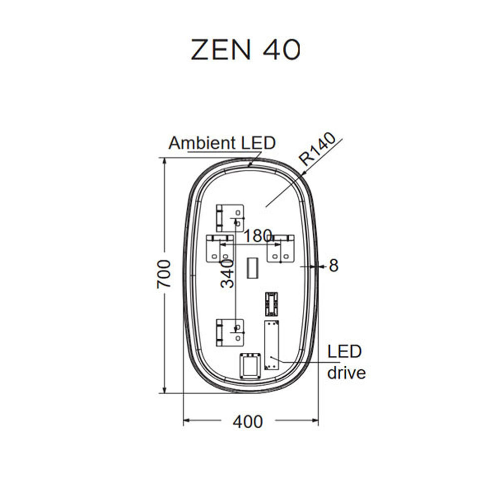 Εικόνα της Καθρέπτης Φωτιζόμενος LED Luminor Zen 40 40x70cm Με Μαύρο Περίγραμμα