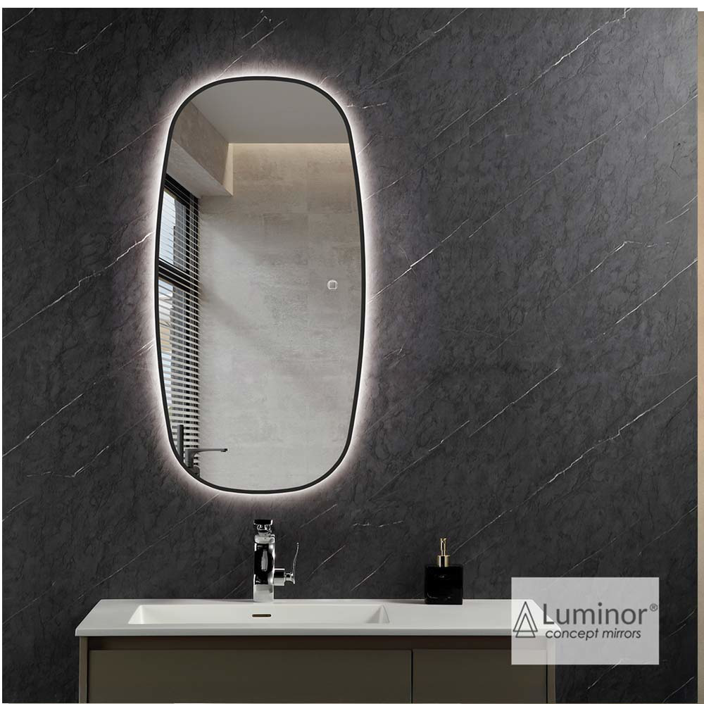 Εικόνα της Καθρέπτης Φωτιζόμενος LED Luminor Zen 45 45x95cm Με Μαύρο Περίγραμμα