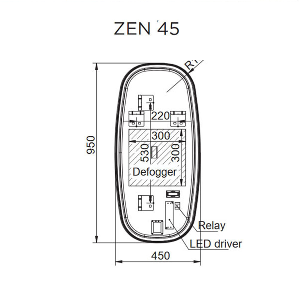 Εικόνα της Καθρέπτης Φωτιζόμενος LED Luminor Zen 45 45x95cm Με Μαύρο Περίγραμμα