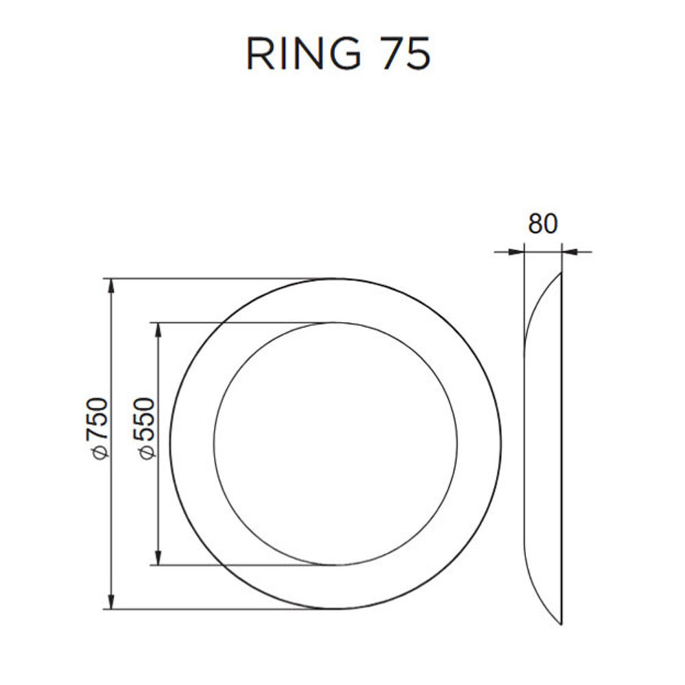 Εικόνα της Καθρέπτης Φωτιζόμενος LED Luminor Ring 75 Ø75cm Με Πλαίσιο Αλουμινίου