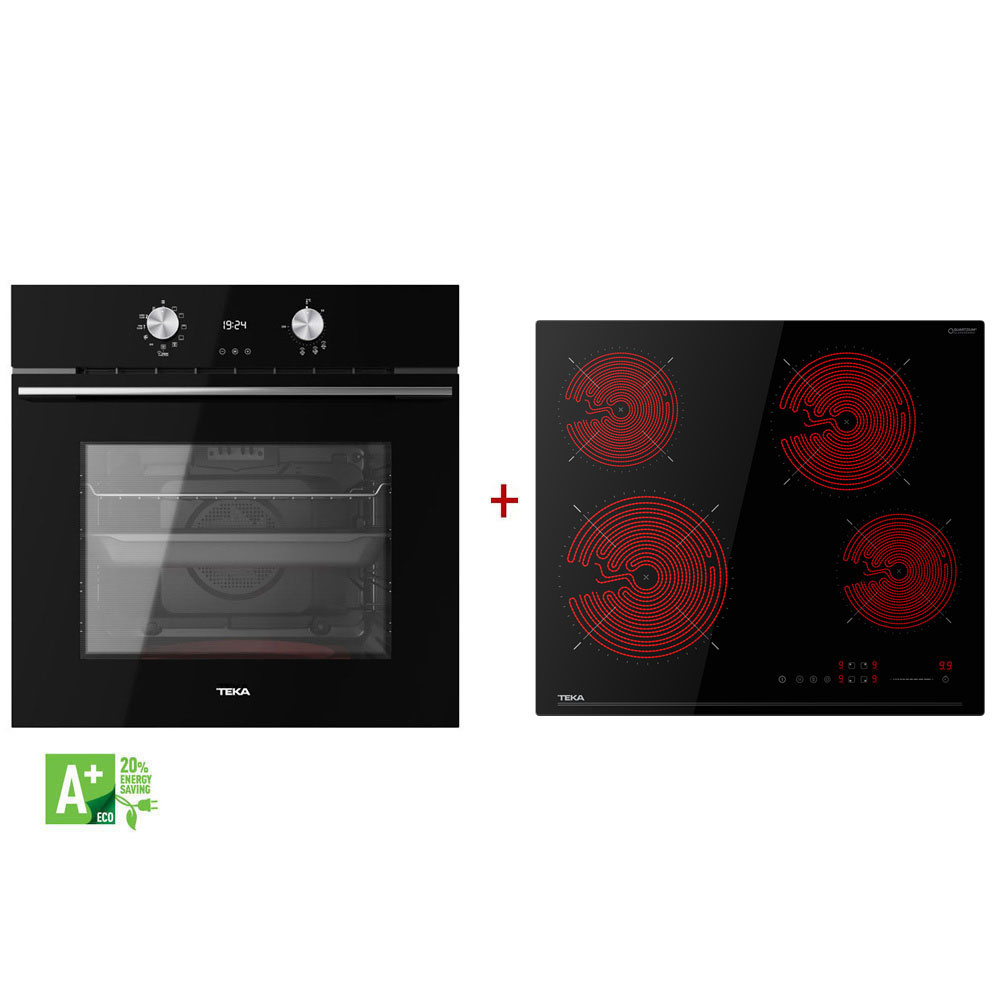 Εικόνα της Σετ Teka Φούρνος HLB 8418 P BK Πυρόλυση & Hydroclean Black + Εστία TBC 64120 TSC BK 111000083+112550028