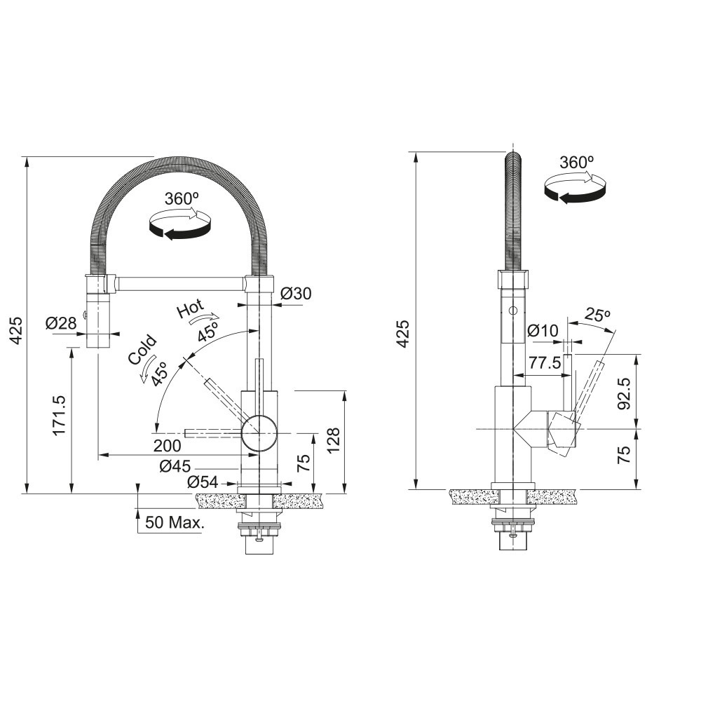 Εικόνα της Μπαταρία Κουζίνας Franke Smart Glenda Semi Pro Ντους Inox 3153101060 (115.0747.475)