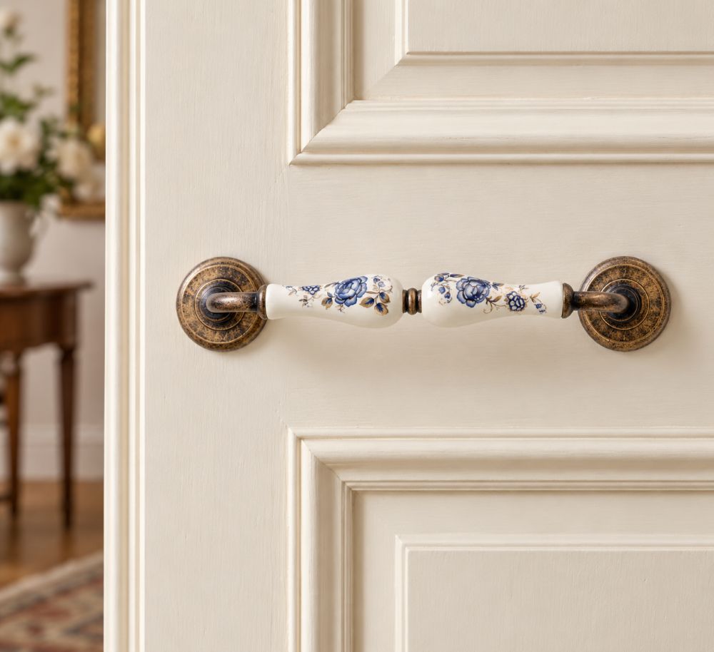 Εικόνα της Λαβή Εξώπορτας Roline K310-06 26cm Αντικέ Μπεζ Πορσελάνη