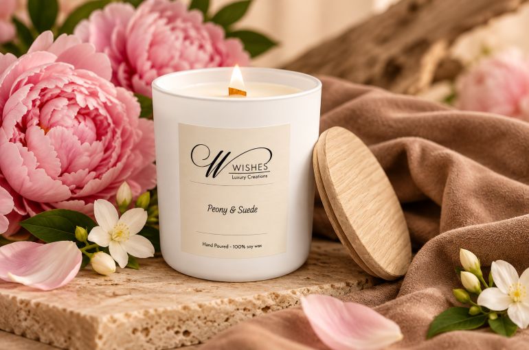 Εικόνα της Wishes Αρωματικό Κερί Σόγιας Σε Βάζο Peony & Suede